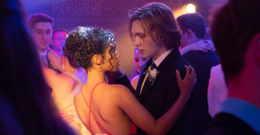In Words on Bathroom Wall, Adam Petrazelli (Charlie Plummer) and Maya Arnez (Taylor Russell) are dancing at prom together. Among the dancing teenagers, Adam has a  drastic mental breakdown.