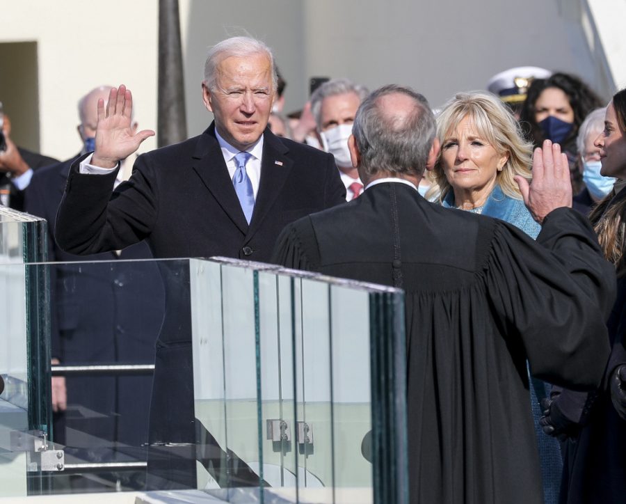Joseph R. Biden Jr. takes the presidential oath of office to become the 46th president of the United States. Hours after being sworn in, Biden signed many executive actions addressing the pandemic, economic struggles, immigration and diversity issues, and the environment.