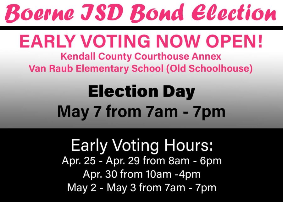 The bond election is now open to early voting. Stop by to vote.