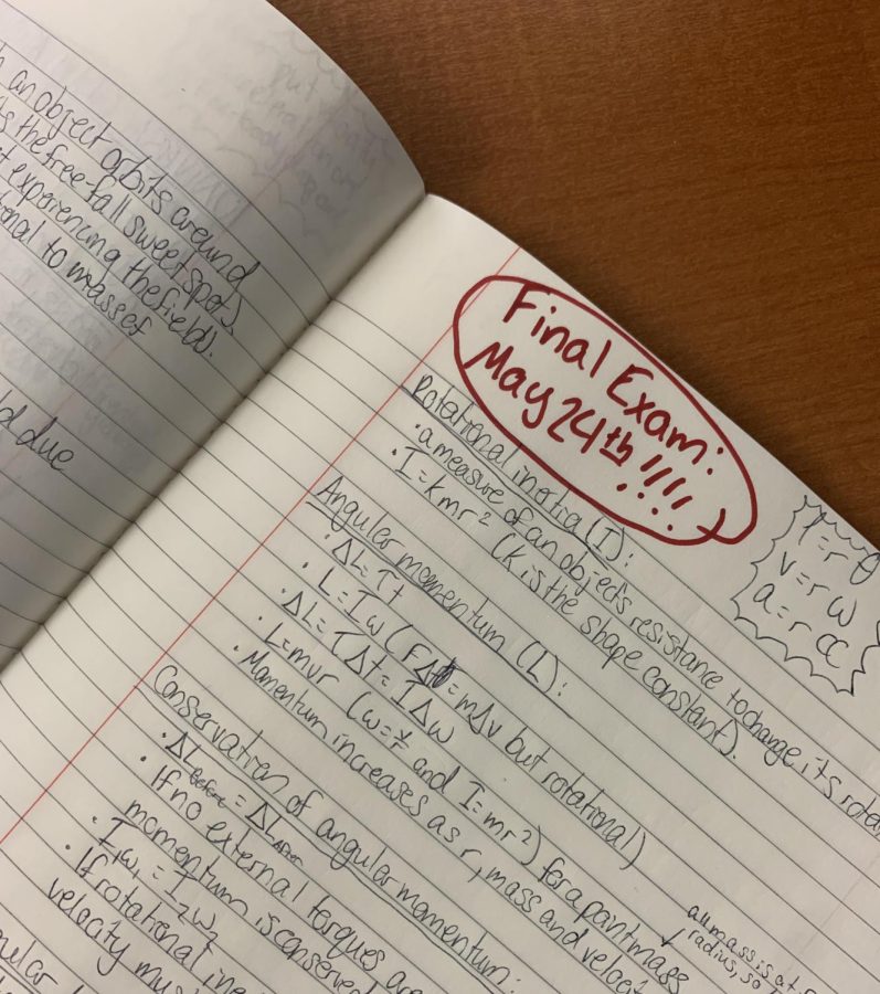 The notebook of somebody studying hard for their finals. However, they may not have to — check out our guide for how to exempt final exams.
