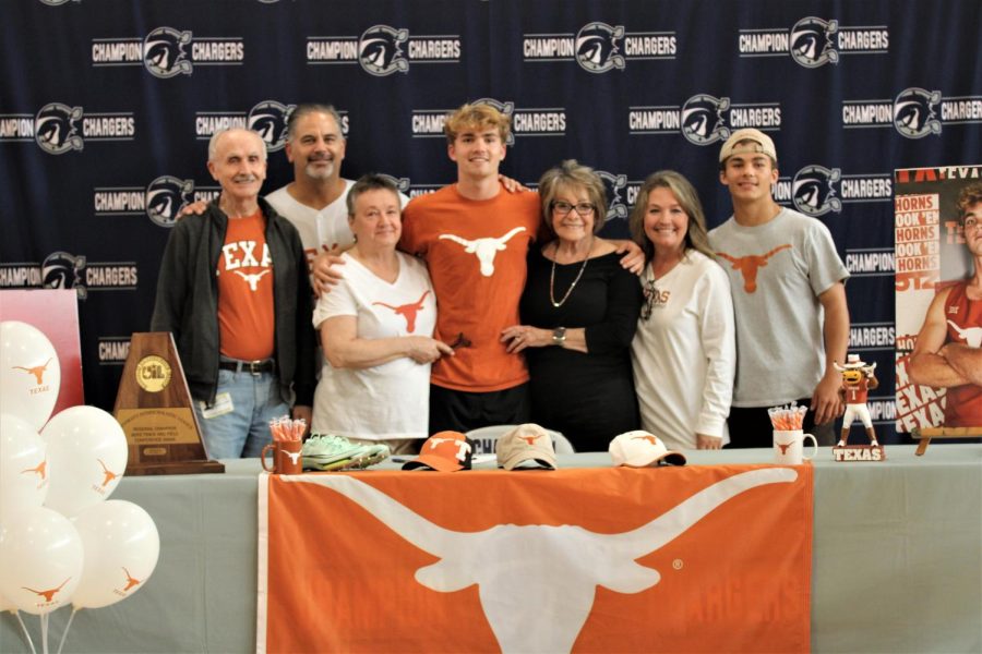 Brock Lewis signed with the University of Texas at Austin to continue his track and field career.