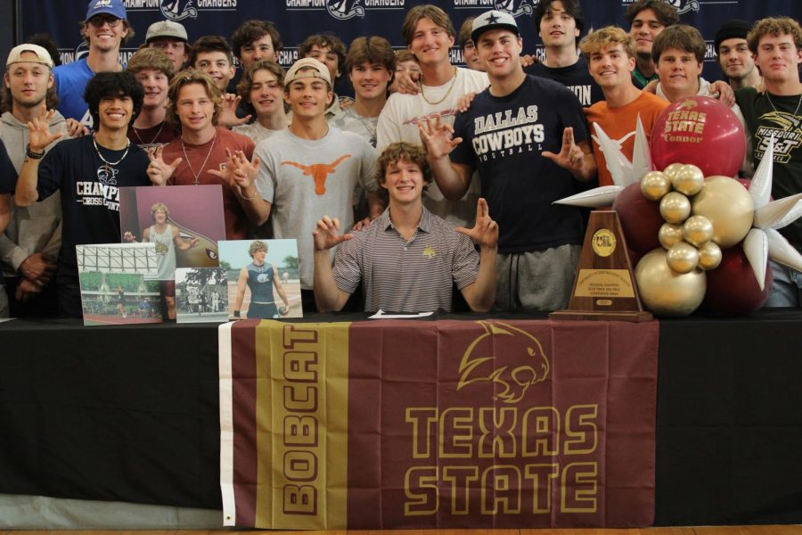 Connor Warzecha signs with Texas State to continue his track and field career.