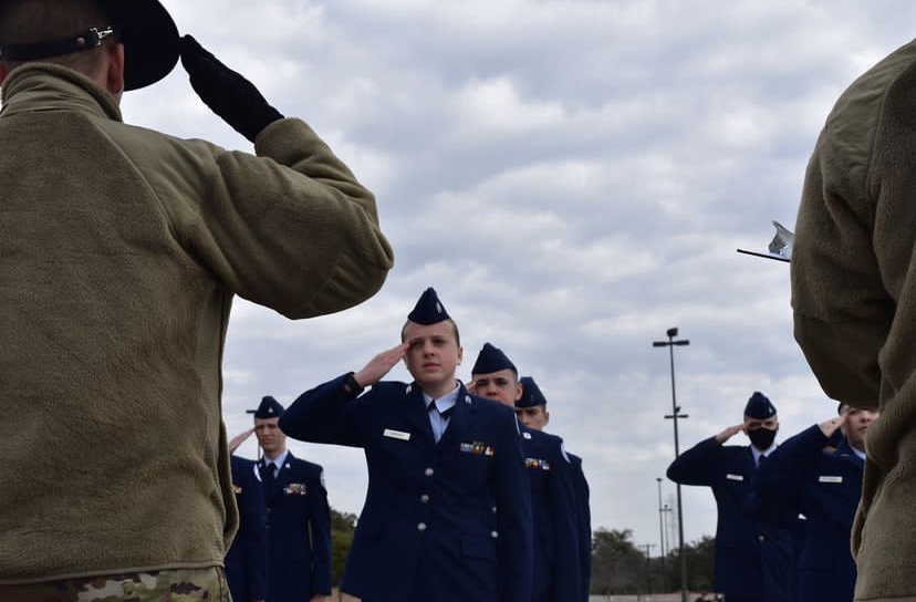 Gardner, center, and other members of BISDs ROTC program during a competition last February.