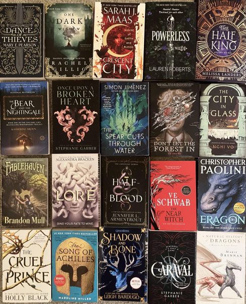 A collection of fantasy books from the shelves of Brynn Bliss.